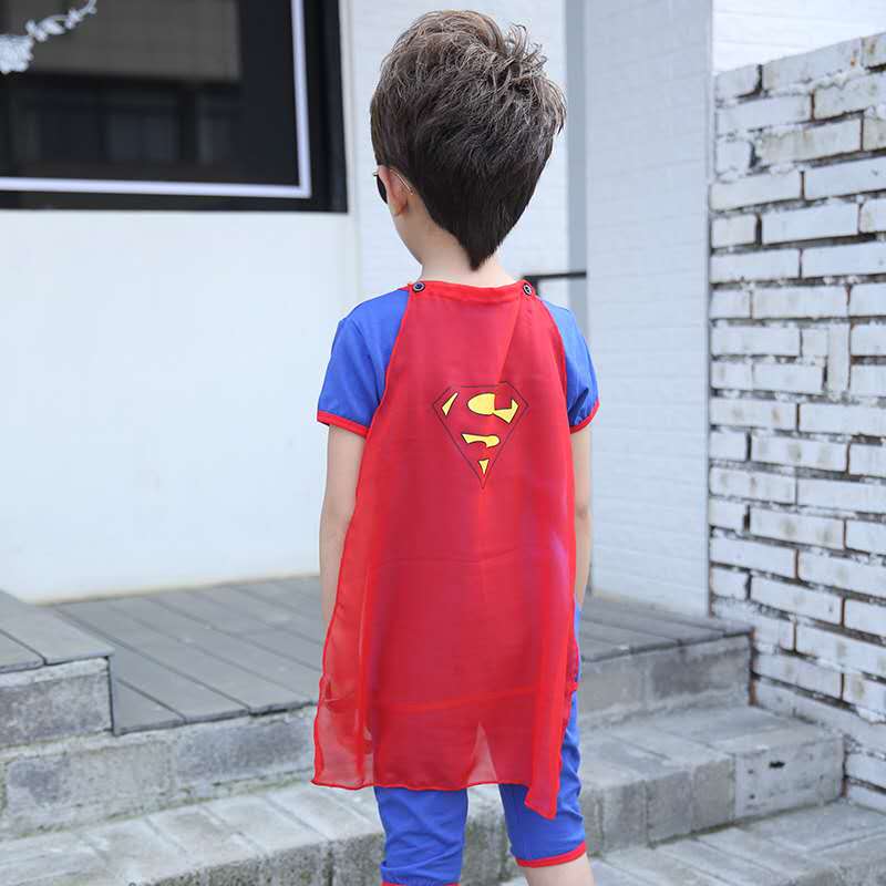 D-baby 2-7y Cool Boy Spider-Man / Superman Top + Shorts + Blinds Set, Cotton Set, Handsome Boy Set