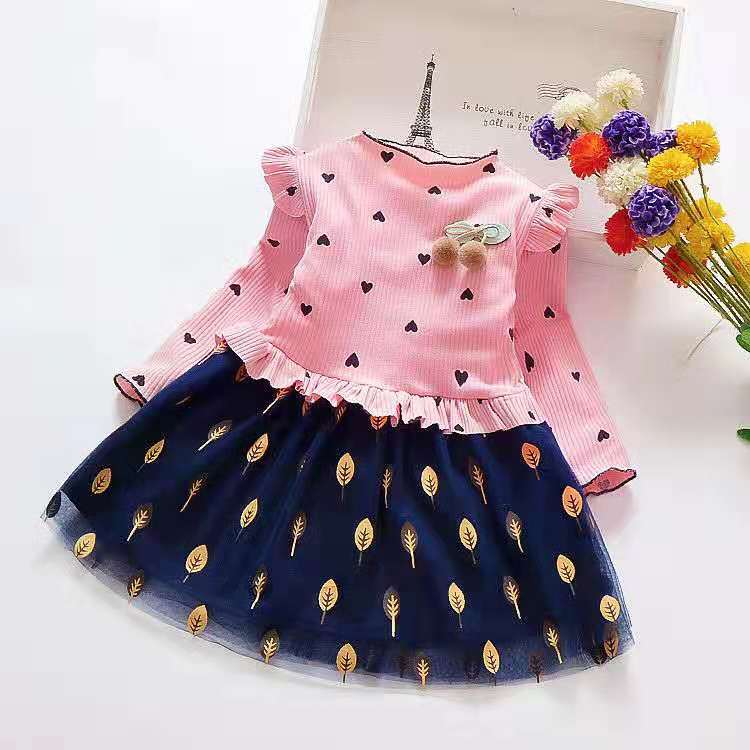 D-baby Autumn Princess Kids Baby Girl Dress Lace Floral Party Dress Gown Bridesmaid Dresses