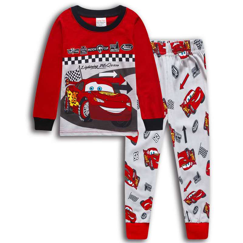 D-baby Boy Spider-man Iron Man Superman Car shirt +Trousers Children's Outfits Set Clothes Suits