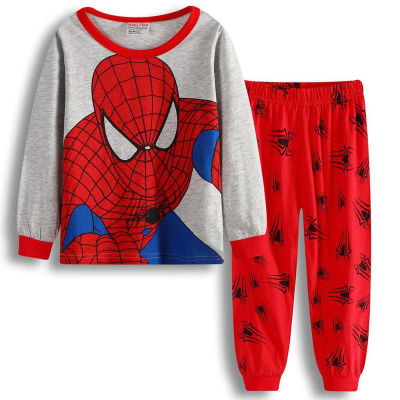 D-baby Boy Spider-man Iron Man Superman Car shirt +Trousers Children's Outfits Set Clothes Suits
