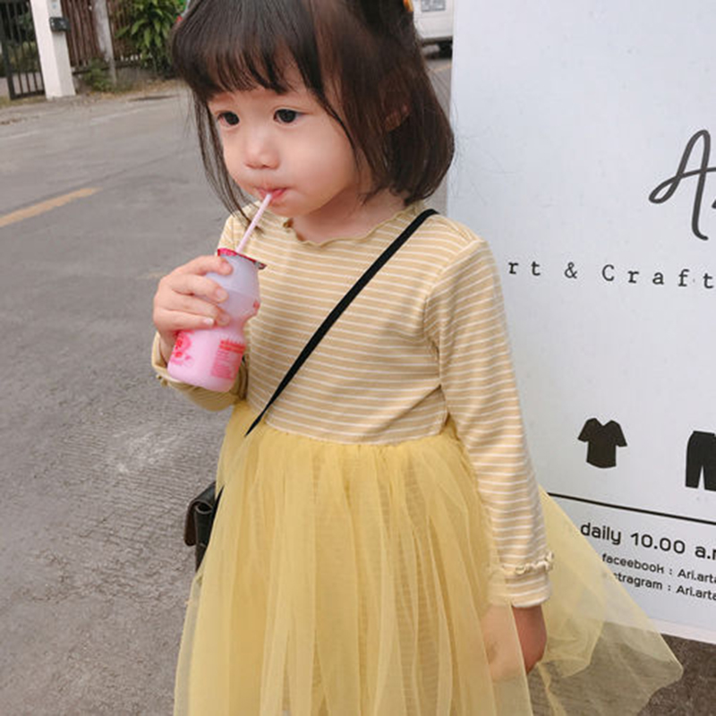 D-baby Autumn 1pc Kid Girls Princess Baby Dress Newborn Infant Baby Girl Clothes Bow Dot Tutu Dress