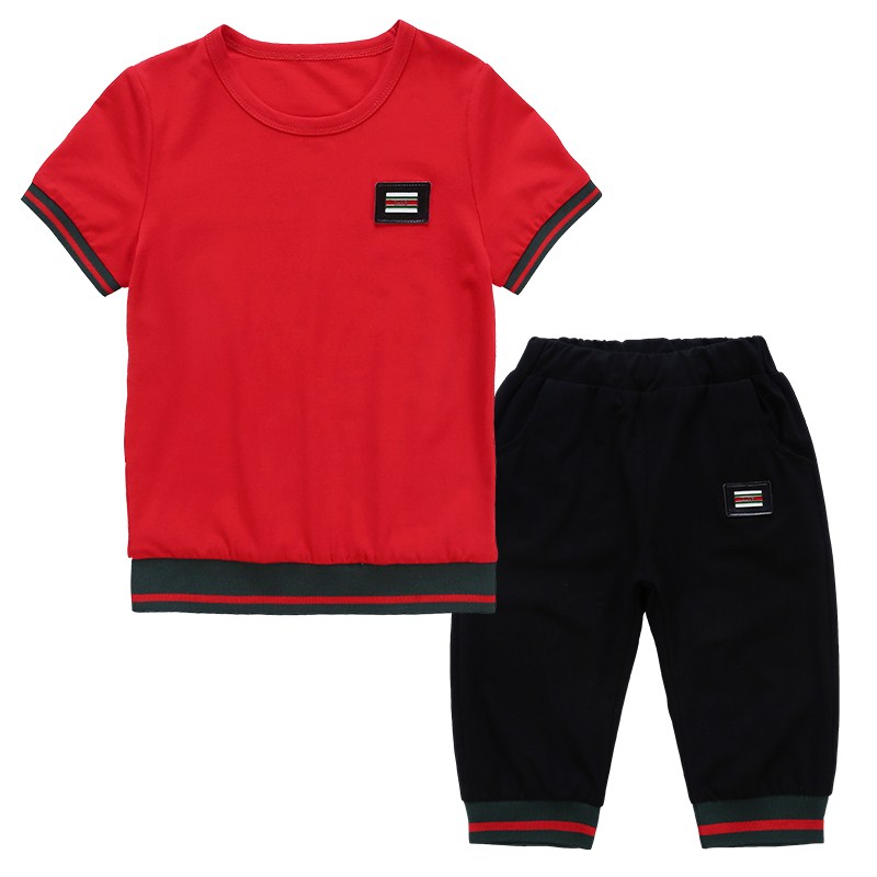 D-baby 3-12Y New Summer Lovely Children's Cloth Suit Cotton Short Sleeve + Pants 2PCS Boys Suits