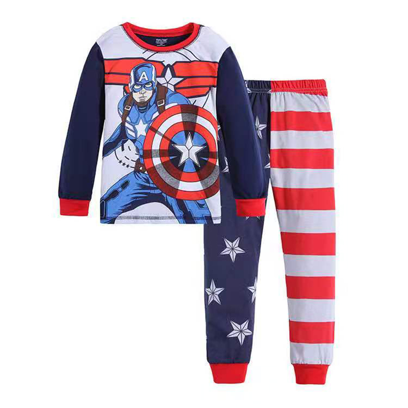 D-baby Boy Spider-man Iron Man Superman Car shirt +Trousers Children's Outfits Set Clothes Suits