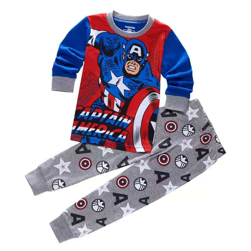 D-baby Boy Spider-man Iron Man Superman Car shirt +Trousers Children's Outfits Set Clothes Suits
