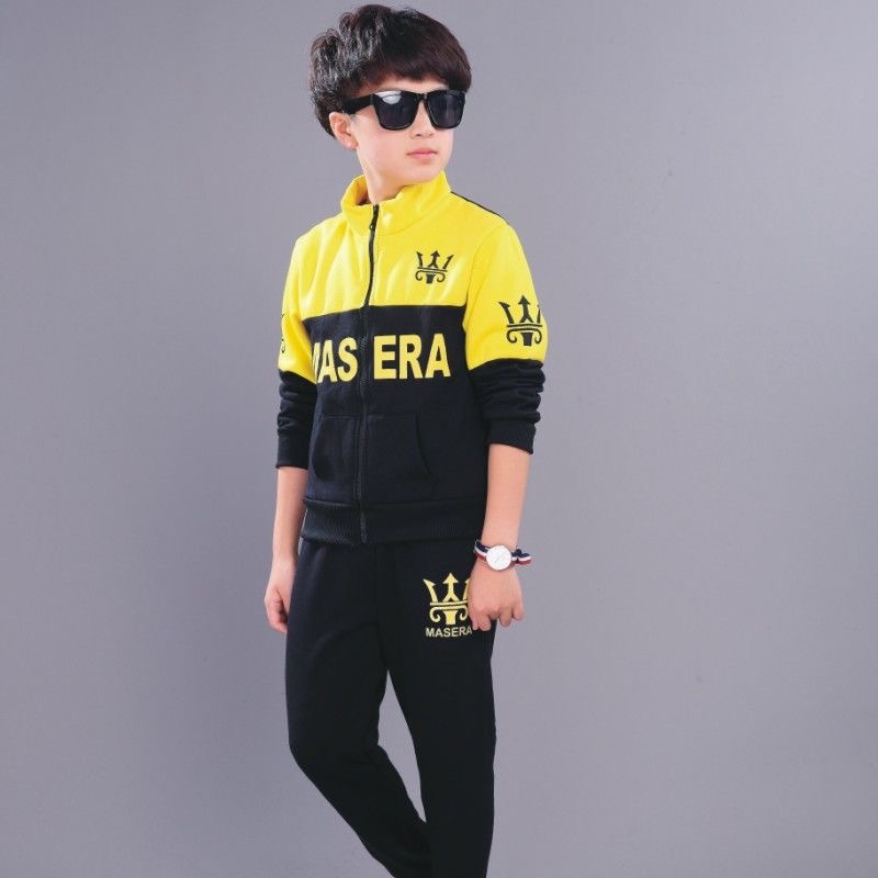 D-baby Autumn 2.5-11Y Gentlemen Boys Leisure Sports Warm Suit, Collar Top + Trousers Fashion Suit