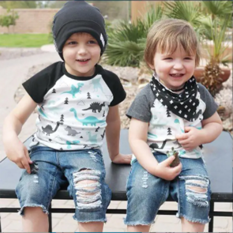 D-baby Kids Boys Set Dinosaur Short-sleeved T-shirt + pants Set Children's clothing