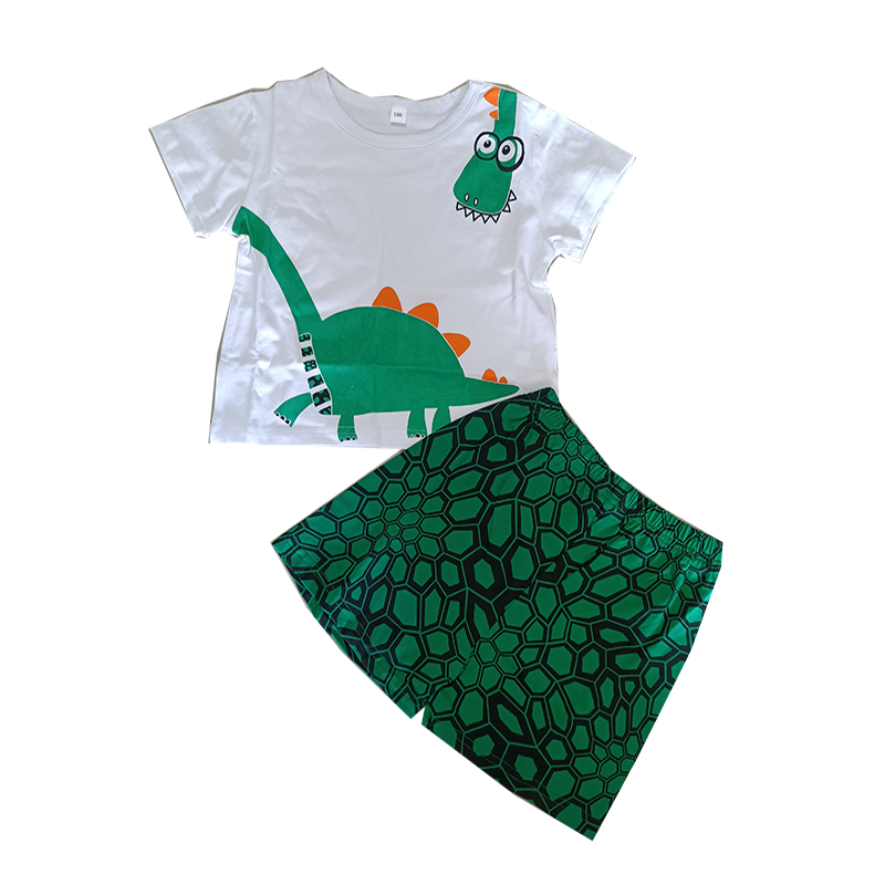 D-baby Kids Boys Set Dinosaur Short-sleeved T-shirt + pants Set Children's clothing