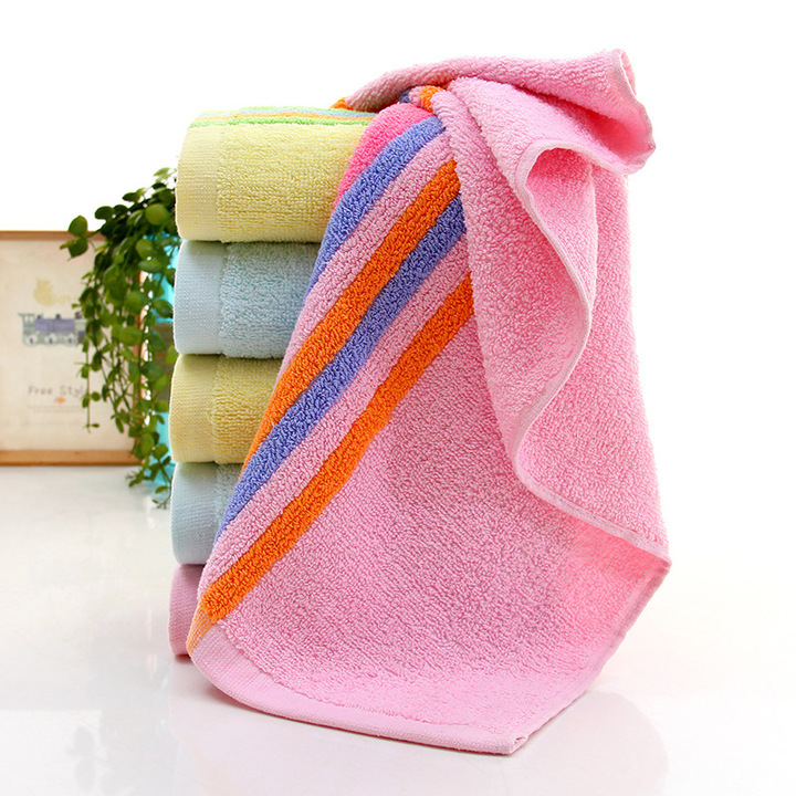 MIBO 【BUY 1 GET 3】 Pure Cotton Element Color Striped Thick Towel Gift Face Towel