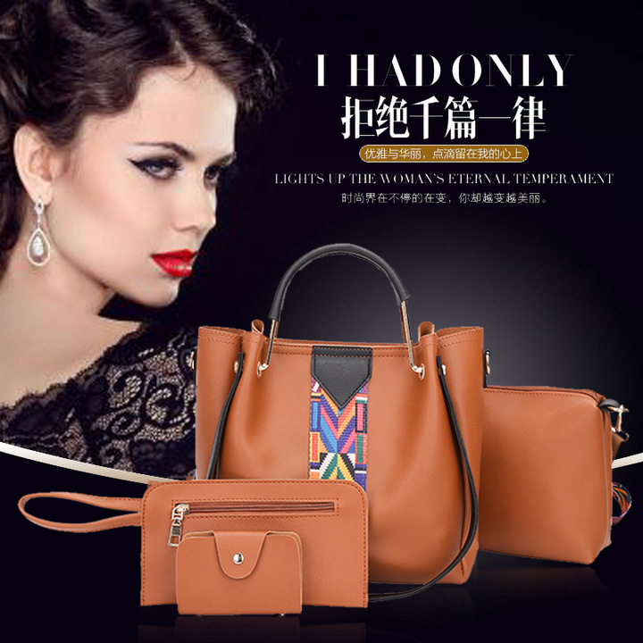 MIBO 4pcs Handbags Belt Bucket Bag Female Fashion Korean Style Single Shoulder Bag