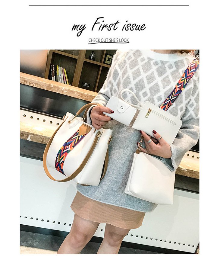 MIBO 4pcs Handbags Belt Bucket Bag Female Fashion Korean Style Single Shoulder Bag