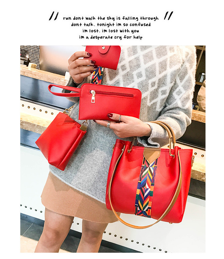 MIBO 4pcs Handbags Belt Bucket Bag Female Fashion Korean Style Single Shoulder Bag