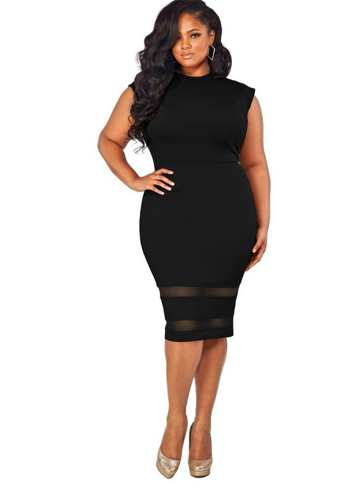 MIBO Hot Selling Sexy Large Size Women's Clothing Fat Woman Dress Pure Color Mesh Yarn Splice Skirt