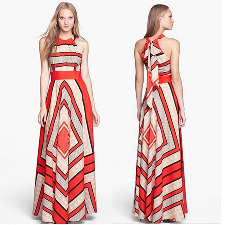 MIBO The New Summer A Line Chiffon Collar Dress Sexy Red Sleeveless Dresses