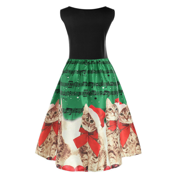MIBO Hot Selling Christmas Printing Cat Dresses Women's Skirts