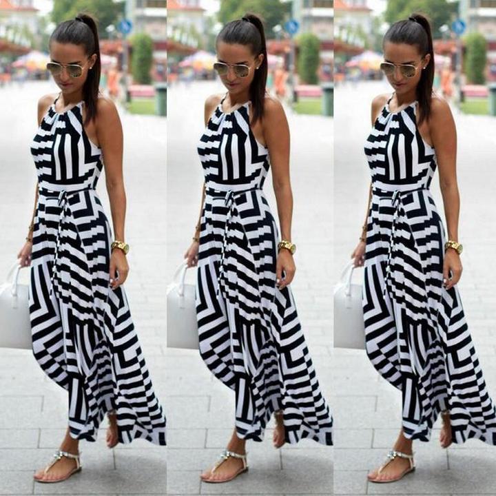 MIBO New Geometric Sling Dress Long Dress Women's Dress Summer Sling Dress