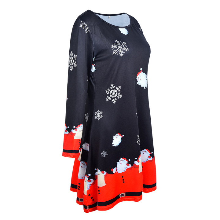 MIBO Hot Selling 2018 Christmas Printing Dress Multi-flower Colorful Skirt Christmas Man Lucky Star