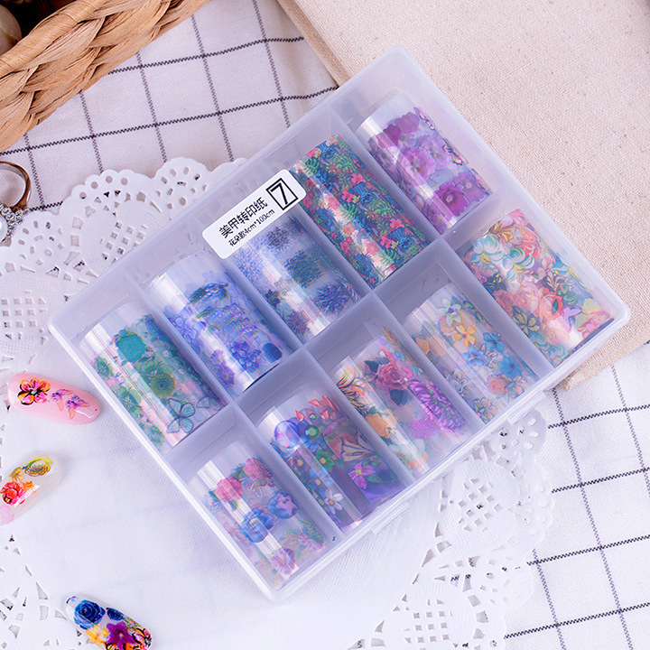 MIBO Manicure Flower Sticker Japanese Transfer Paper 10 Grid Blank Paper Set DIY Stickers Many Tools