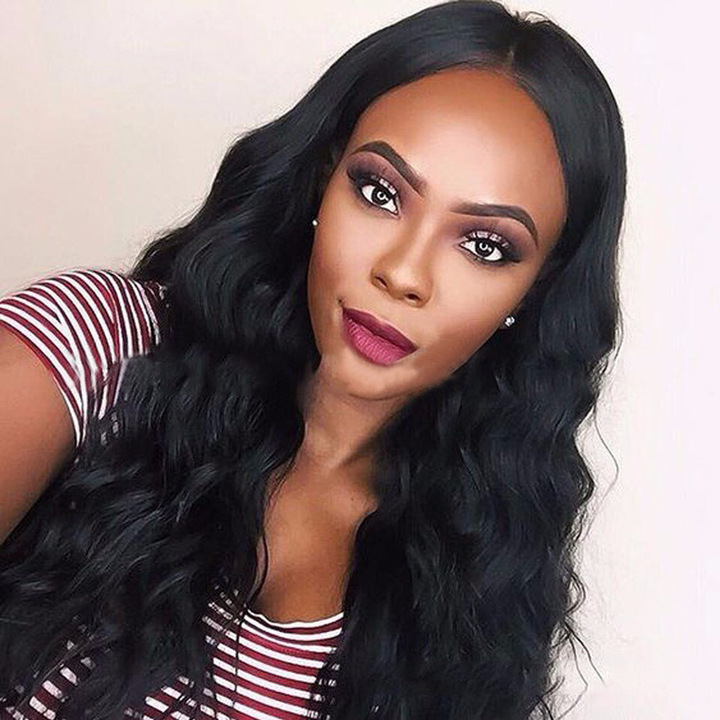 MIBO Lady Wig Women Black Large Waves Style Long Curly Hair Synthetic Hair Free Wig Cap