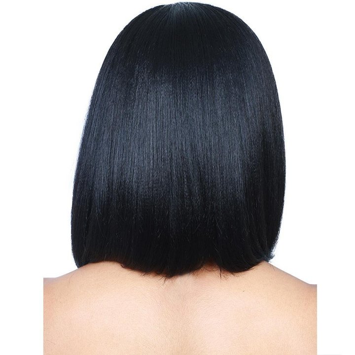 MIBO Women‘s Side Bang Wigs with Black Mid-bangs European-American Style Wigs Short Straight Hair