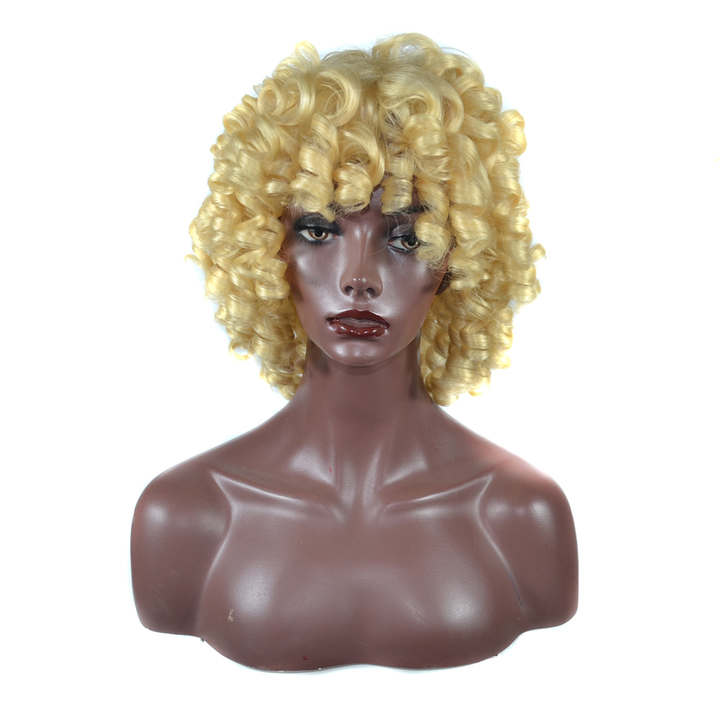 MIBO African Women Wig Headset European-American Fashion Black Fluffy Roll Synthetic Headset