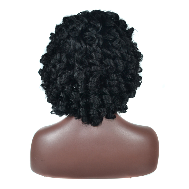 MIBO African Women Wig Headset European-American Fashion Black Fluffy Roll Synthetic Headset
