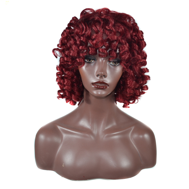 MIBO African Women Wig Headset European-American Fashion Black Fluffy Roll Synthetic Headset