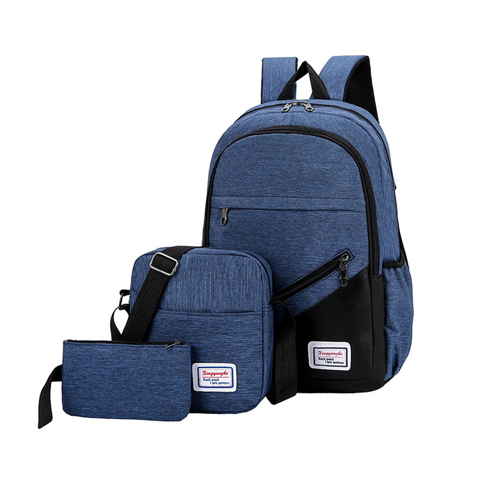 MIBO 3pcs New Canvas College Style Large Capacity Shoulder Pack Fashion Backpack Travel Bag