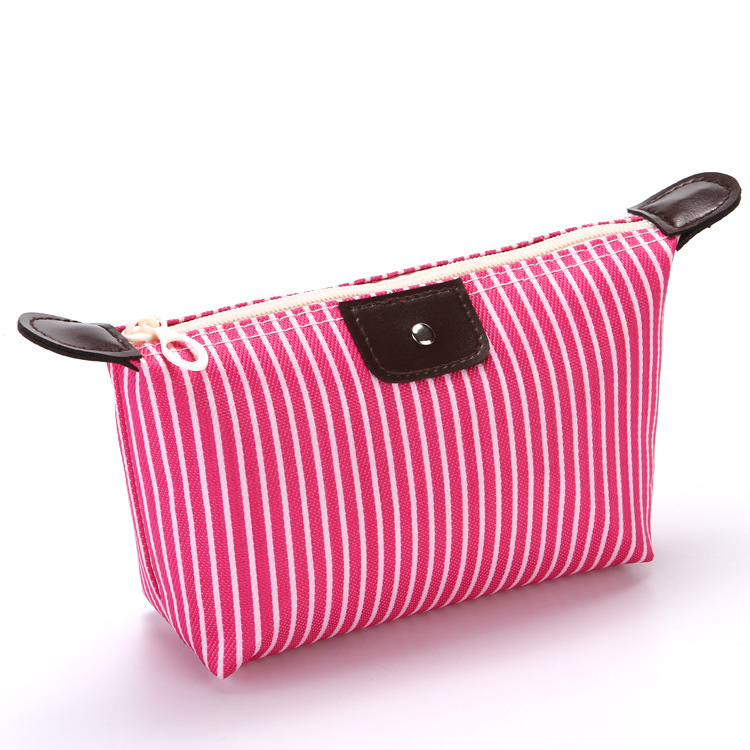 MIBO Striped Dumplings Make-up Bag Folding Waterproof Cosmetic Bag Lady Travel Bath Bag Valentine