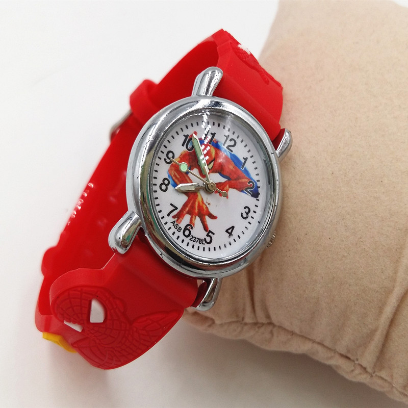 MIBO 3D Cartoon Children's Night Light Quartz Watch Animation Spider-Man Boy's Watch Toy Watch