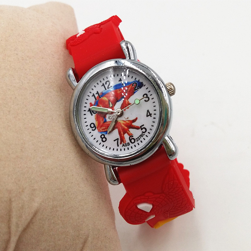 MIBO 3D Cartoon Children's Night Light Quartz Watch Animation Spider-Man Boy's Watch Toy Watch