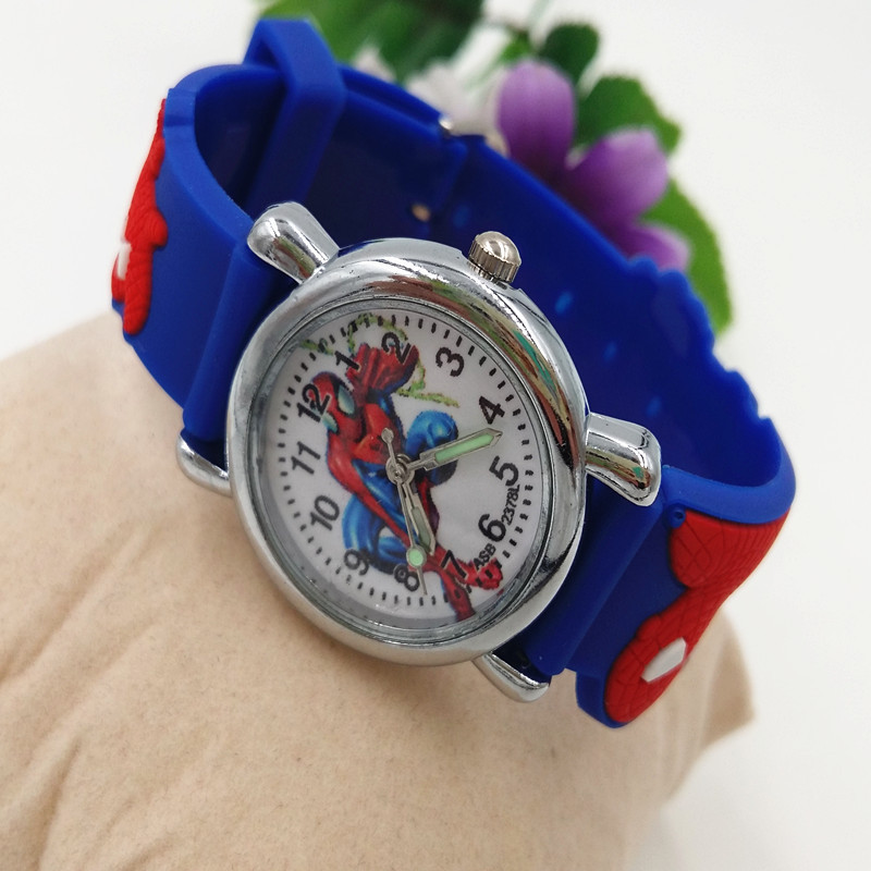 MIBO 3D Cartoon Children's Night Light Quartz Watch Animation Spider-Man Boy's Watch Toy Watch