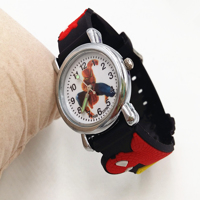MIBO 3D Cartoon Children's Night Light Quartz Watch Animation Spider-Man Boy's Watch Toy Watch