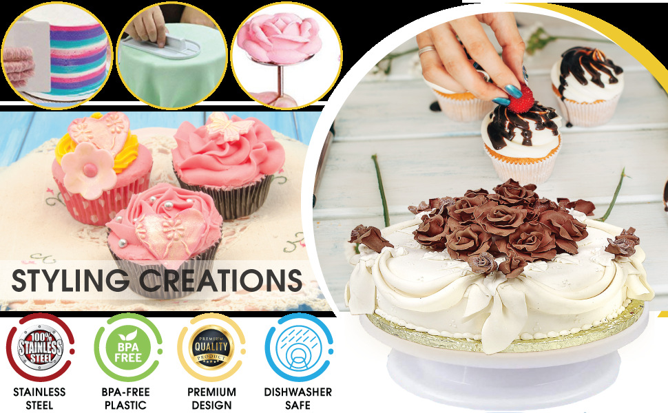 MIBO 205PCS Multifunction Cake Decorating Kit Cake Turntable Set Pastry Tube Fondant Tool Kitchen