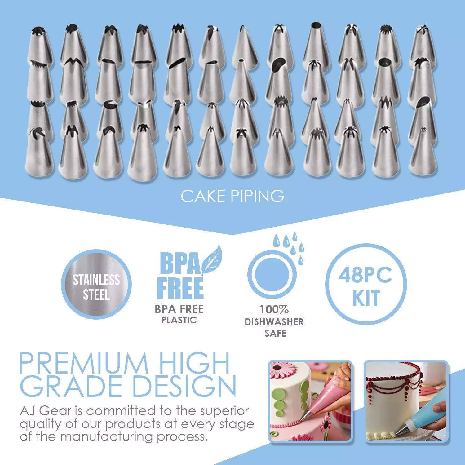 MIBO 205PCS Multifunction Cake Decorating Kit Cake Turntable Set Pastry Tube Fondant Tool Kitchen