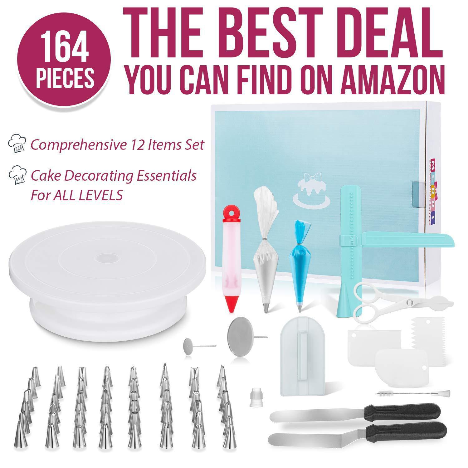 MIBO 164-piece Cake Turntable Set Stainless Steel Decorating Mouth Cake Decorating Baking Tools