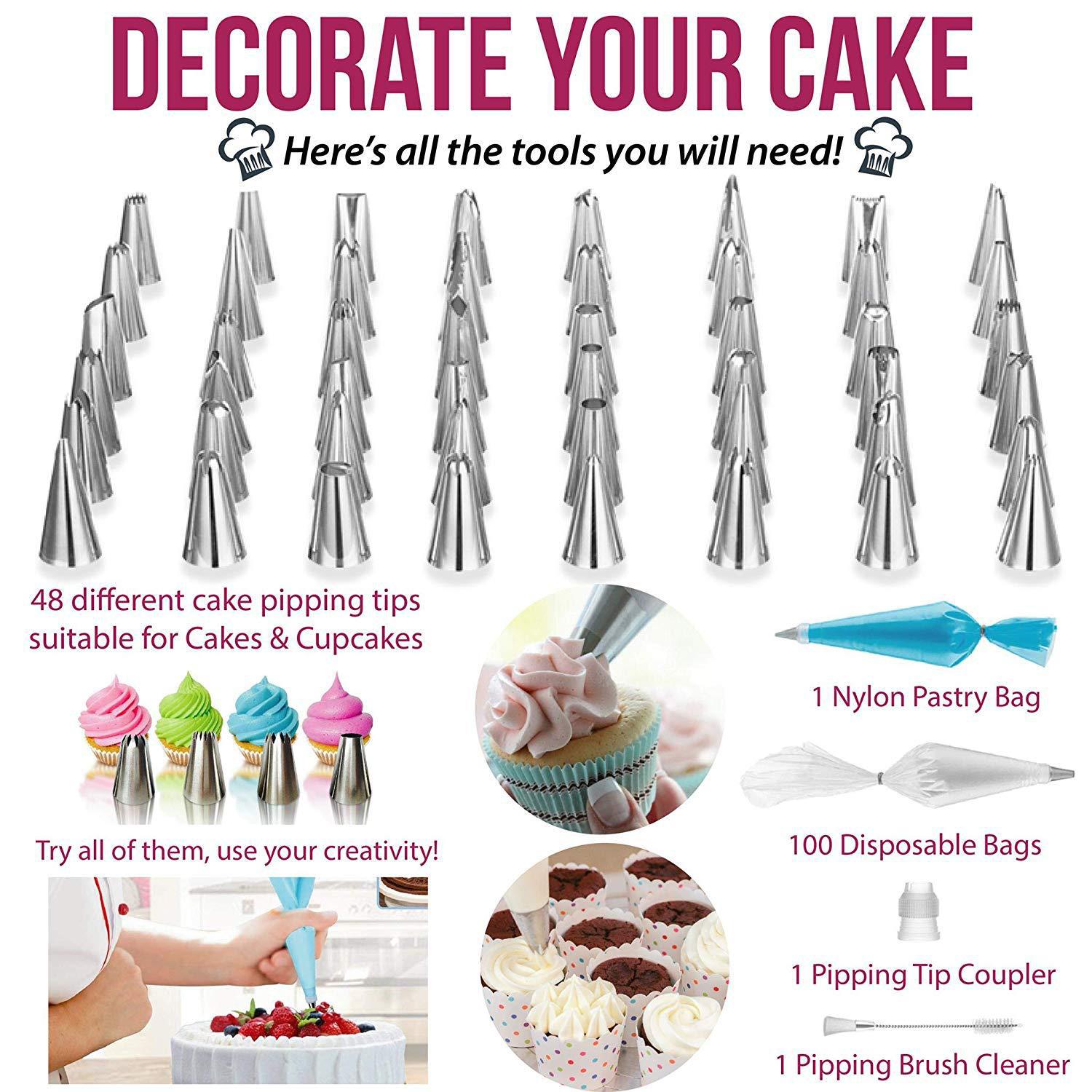 MIBO 164-piece Cake Turntable Set Stainless Steel Decorating Mouth Cake Decorating Baking Tools