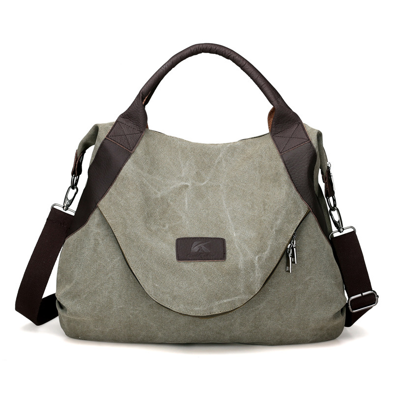 MIBO Fashion Simple Large Capacity Women Canvas Tote Handbag Single Shoulder Diagonal Vintage Bag