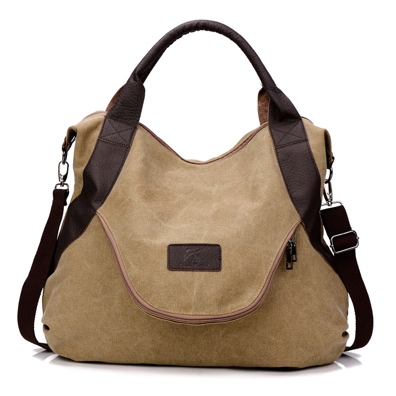 MIBO Fashion Simple Large Capacity Women Canvas Tote Handbag Single Shoulder Diagonal Vintage Bag