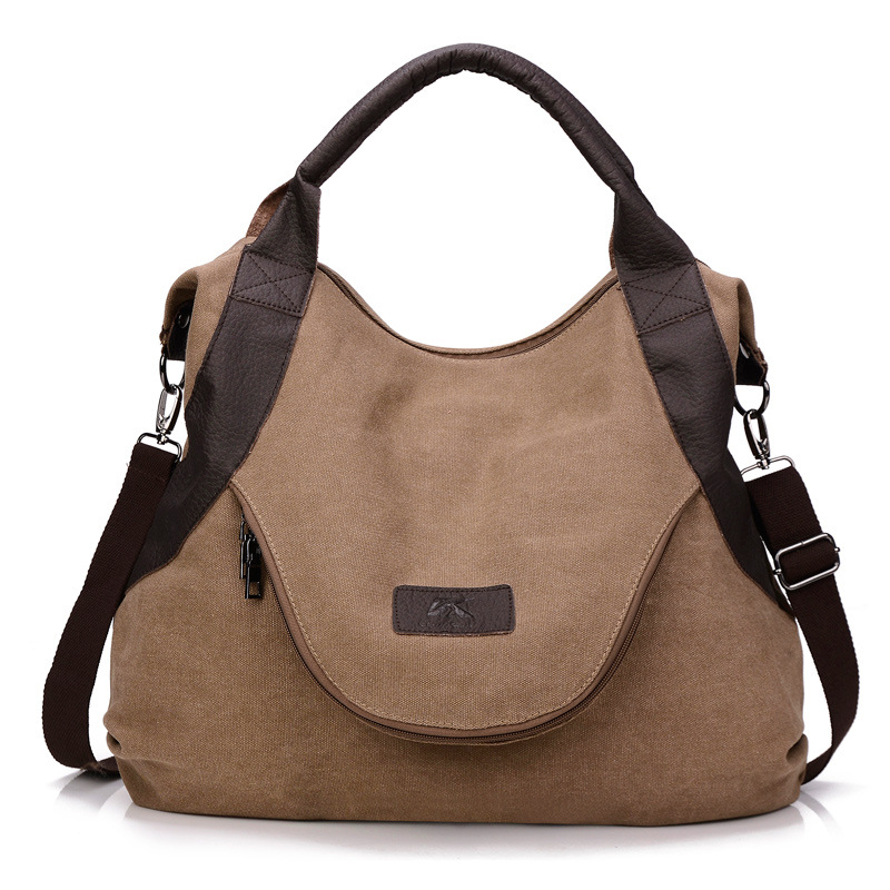 MIBO Fashion Simple Large Capacity Women Canvas Tote Handbag Single Shoulder Diagonal Vintage Bag