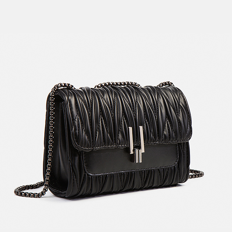 MIBO Women's Bag New Fashion Wrinkled Leather Crossbody French Style Chain Fairy Bag Lady Handbag