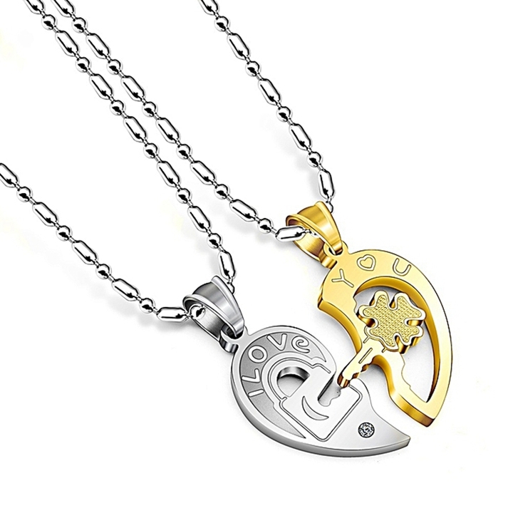 1pair Fashion Best Couple Chain Necklaces Pendant Lover Valentine's Gift