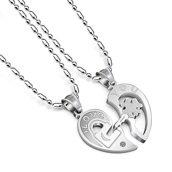 1pair Fashion Best Couple Chain Necklaces Pendant Lover Valentine's Gift