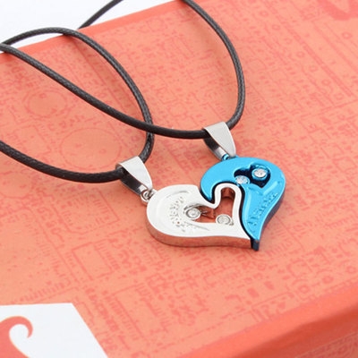 Stainless Steel Men's Fashion Accessories Lover Couple Necklace I Love You Heart-shaped Necklace