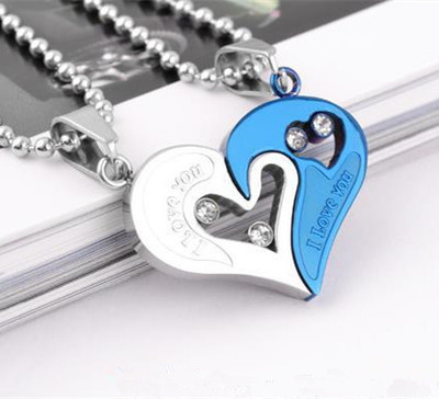 Stainless Steel Men's Fashion Accessories Lover Couple Necklace I Love You Heart-shaped Necklace