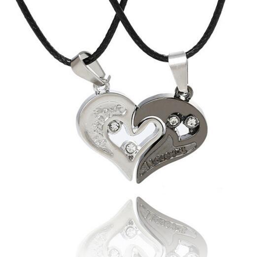 Stainless Steel Men's Fashion Accessories Lover Couple Necklace I Love You Heart-shaped Necklace