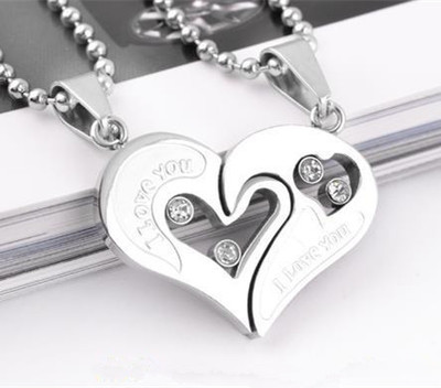 Stainless Steel Men's Fashion Accessories Lover Couple Necklace I Love You Heart-shaped Necklace