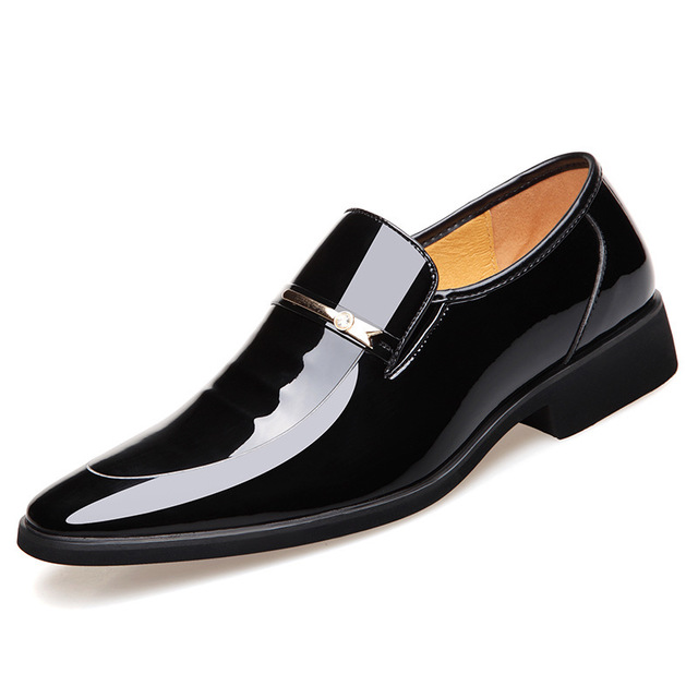 Classic Men's Shoes Genuine Leather Texture Shiny Low Cut Business Shoes