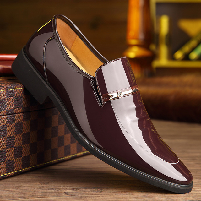 Classic Men's Shoes Genuine Leather Texture Shiny Low Cut Business Shoes