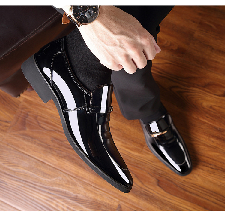Classic Men's Shoes Genuine Leather Texture Shiny Low Cut Business Shoes