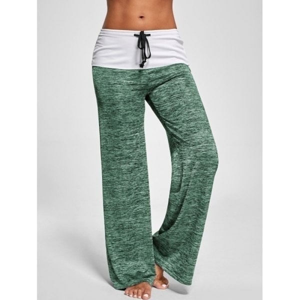 Phoenix Women's Color Block Wide Leg Palazzo Yoga Pants Middle Waist Loose Long Pants Plus Size